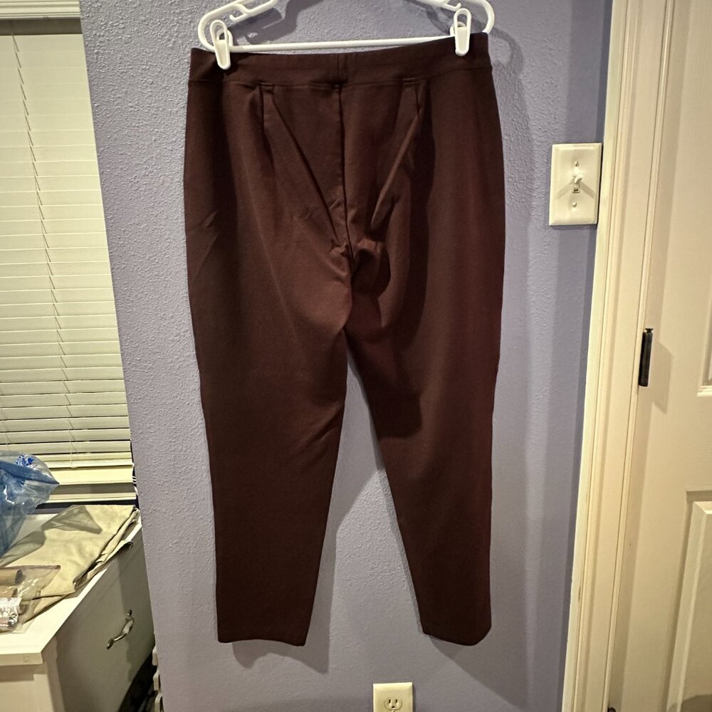Eileen Fisher Washable Flex Ponte Pant, Cassis, Size L - Picture 2 of 4